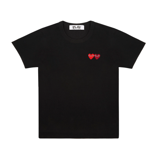 Comme Des Garcons PLAY T-Shirt Double Burgundy Emblem Black AX-T226-051