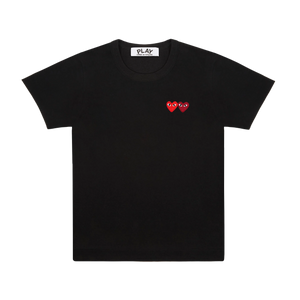 Comme Des Garcons PLAY T-Shirt Double Burgundy Emblem Black AX-T226-051