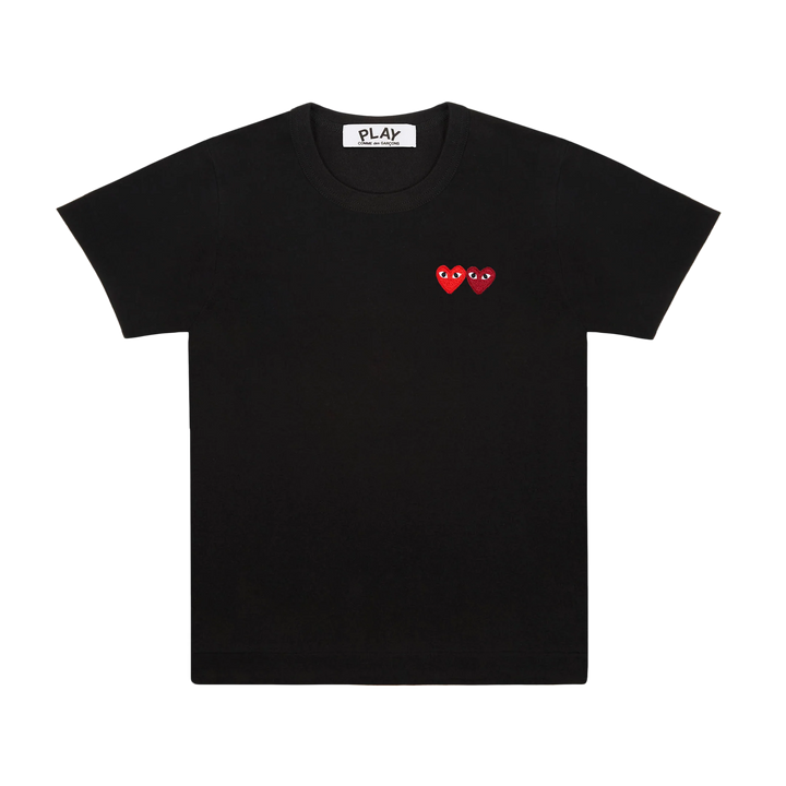 Comme Des Garcons PLAY T-Shirt Double Burgundy Emblem Black AX-T226-051