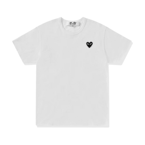 Comme Des Garcons PLAY T-Shirt Rhinestone Emblem Heart White/Black
