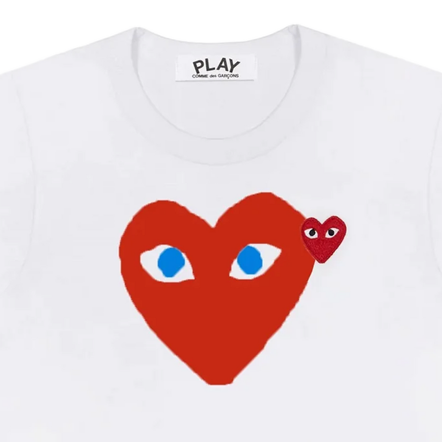 Comme Des Garcons Play T-Shirt Red Emblem White AX-T086-051