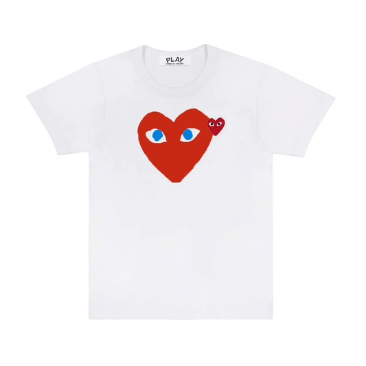 Comme Des Garcons Play T-Shirt Red Emblem White AX-T086-051