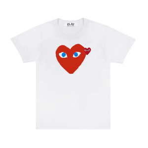 Comme Des Garcons Play T-Shirt Red Emblem White AX-T086-051