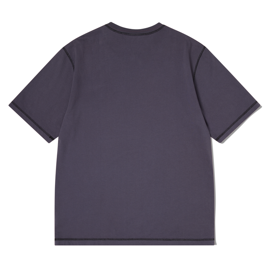 Pseushi Contrast Stitch T-Shirt Black Currant