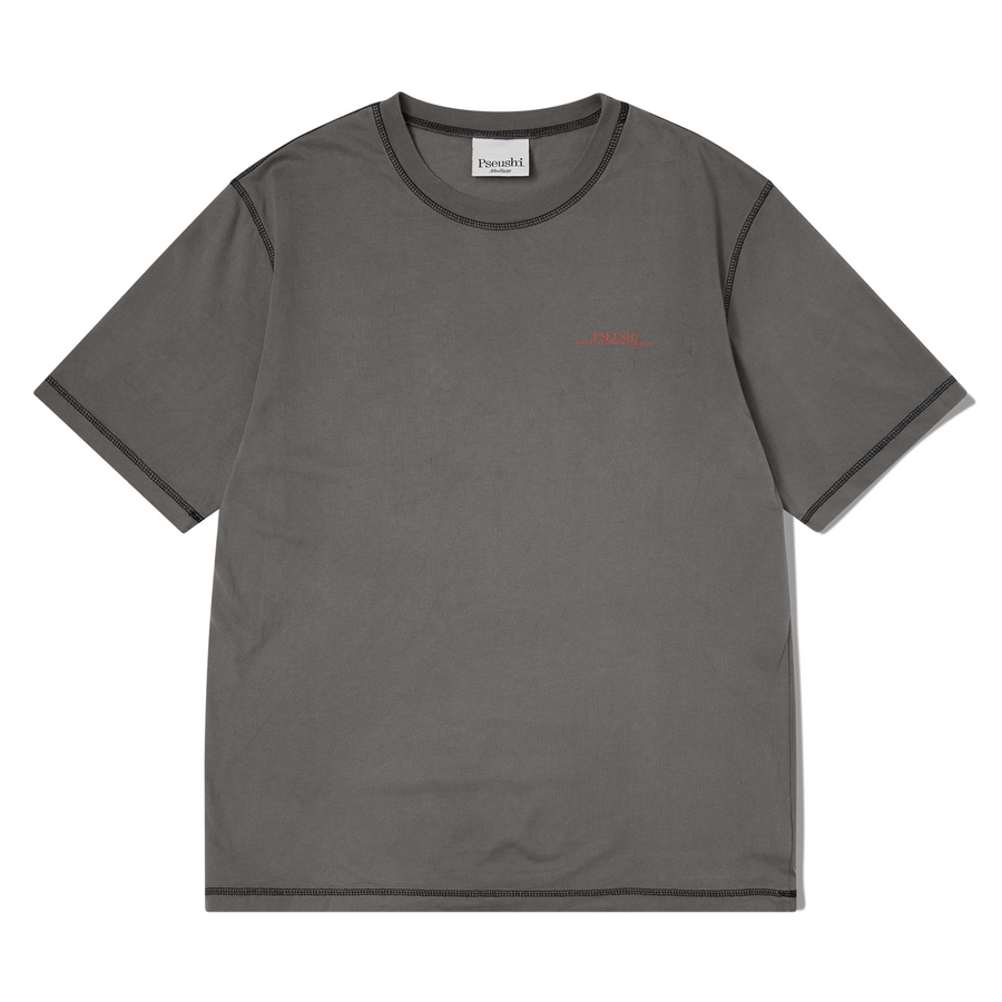 Pseushi Contrast Stitch T-Shirt Warm Grey