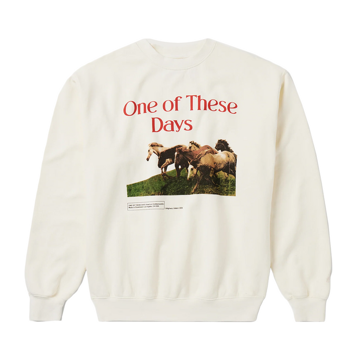 One Of These Days Wild Horses Crewneck Bone