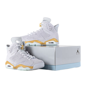 Nike Women's Air Jordan 6 Retro "Pearl" Pure Platinum/Glacier Blue/Metallic Gold DQ4914-074