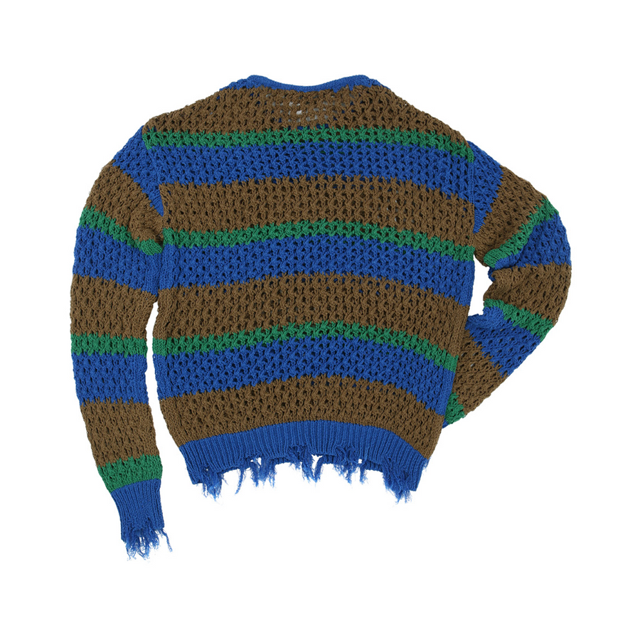 Andersson Bell Unisex Damaged Stripe Boatneck Sweater Blue/Green ATB1239U