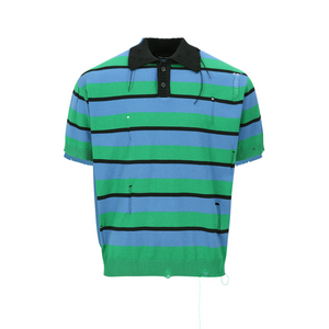 Andersson Bell Damaged Stripe Polo Sweater Blue/Green/Black ATB1242M