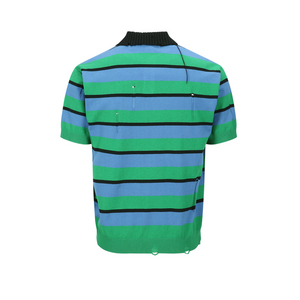 Andersson Bell Damaged Stripe Polo Sweater Blue/Green/Black ATB1242M