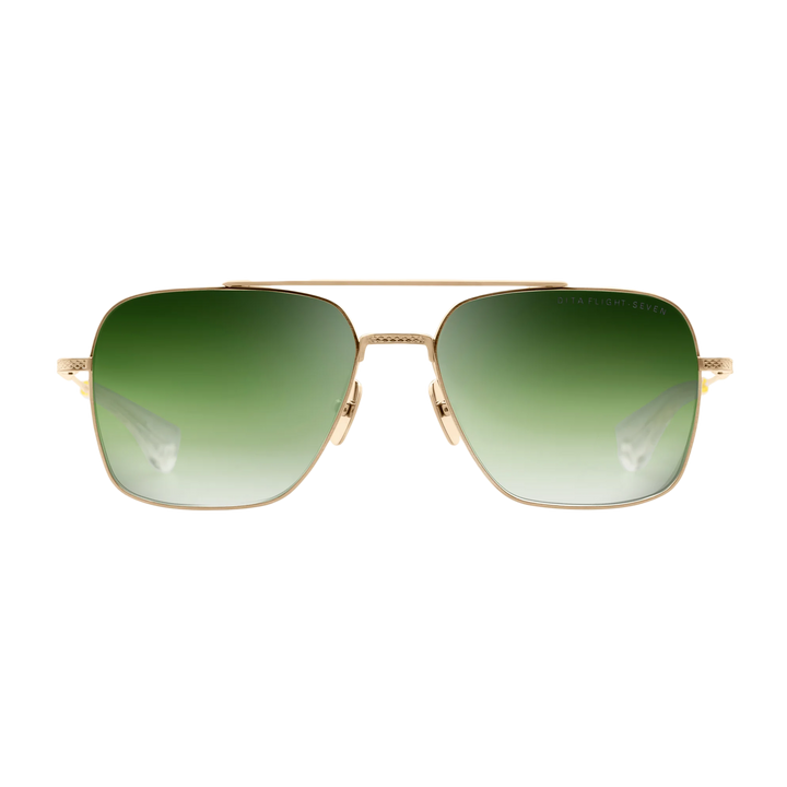 Dita Flight Seven Brushed White Gold w/ Dark Green to Clear Gradient DTS111-57-07