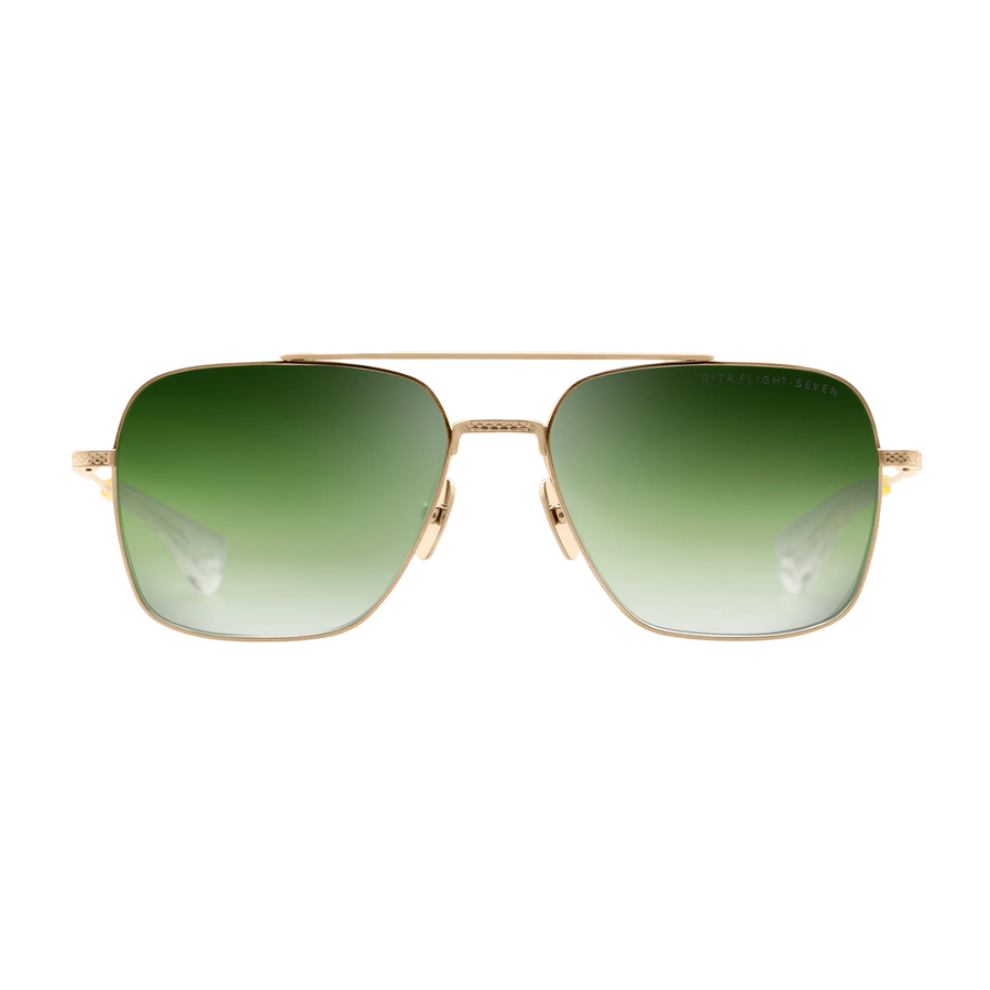 Dita Flight Seven Brushed White Gold w/ Dark Green to Clear Gradient DTS111-57-07