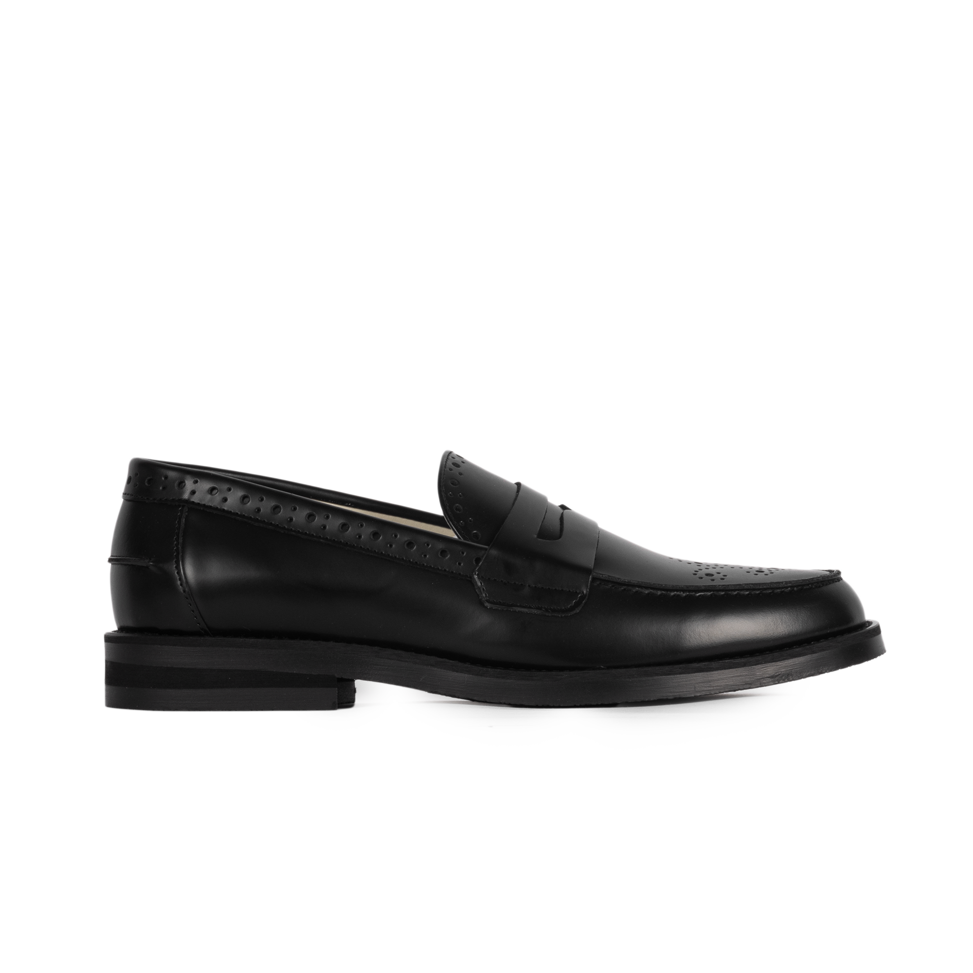 Duke + Dexter Wilde Black Medallion Perforation Penny Loafer WBMEDP