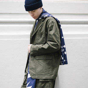 Engineered Garments Loiter Jacket B Olive Cotton Brushed Hb