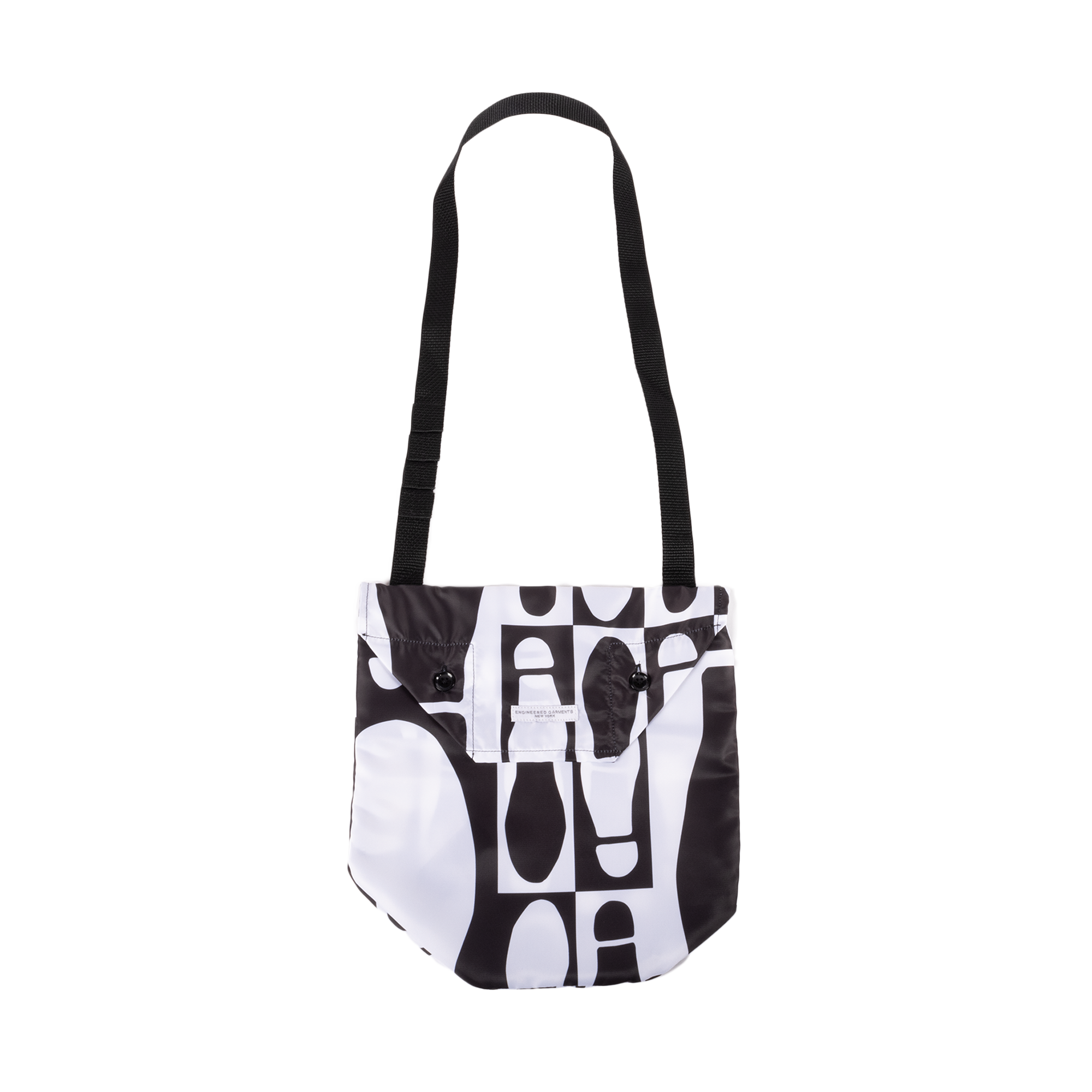 Engineered Garments Shoulder Pouch White/Black Foot Print Polyester Pilot Twill