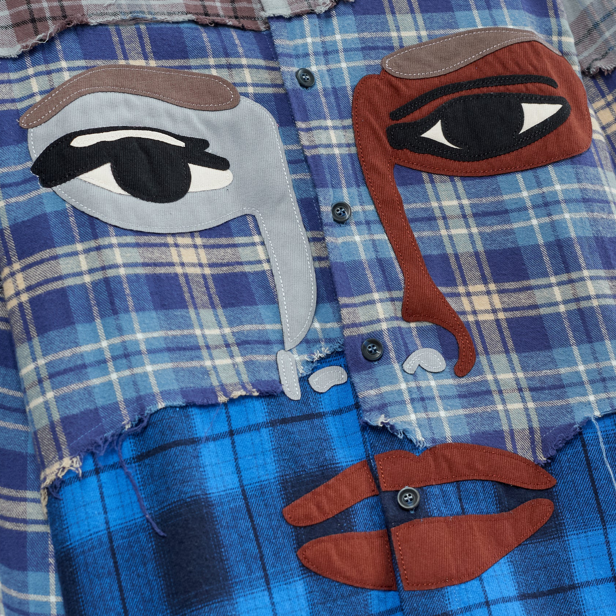 Kidsuper Face Patchworked Flannel Blue