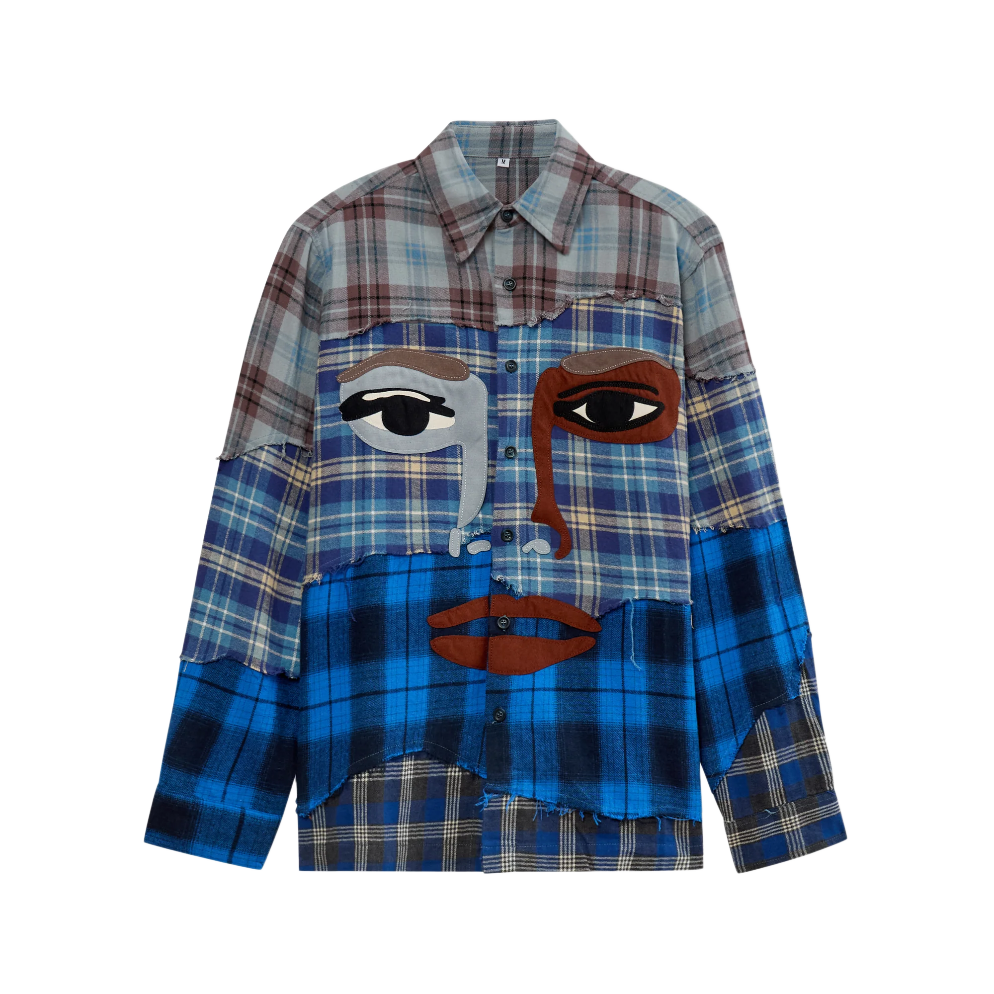 Kidsuper Face Patchworked Flannel Blue