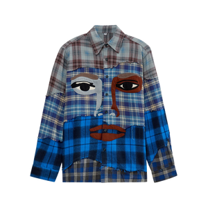 Kidsuper Face Patchworked Flannel Blue