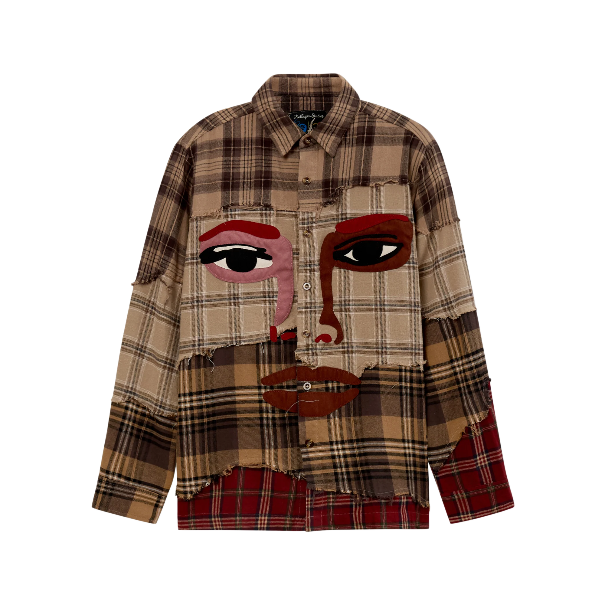 Kidsuper Face Patchworked Flannel Red