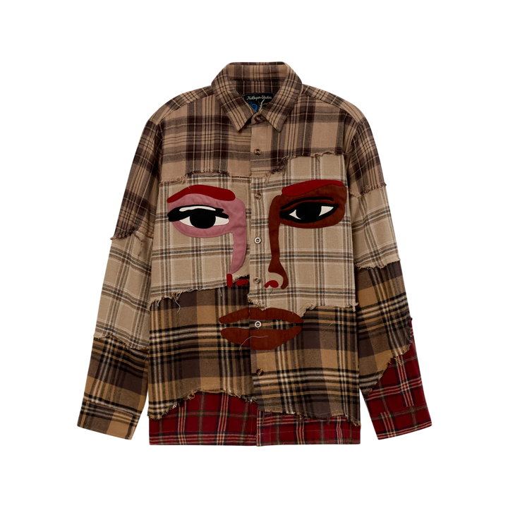 Kidsuper Face Patchworked Flannel Red