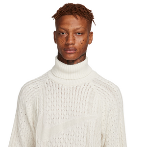 Nike Life Mens Cable Knit Turtleneck Light Bone