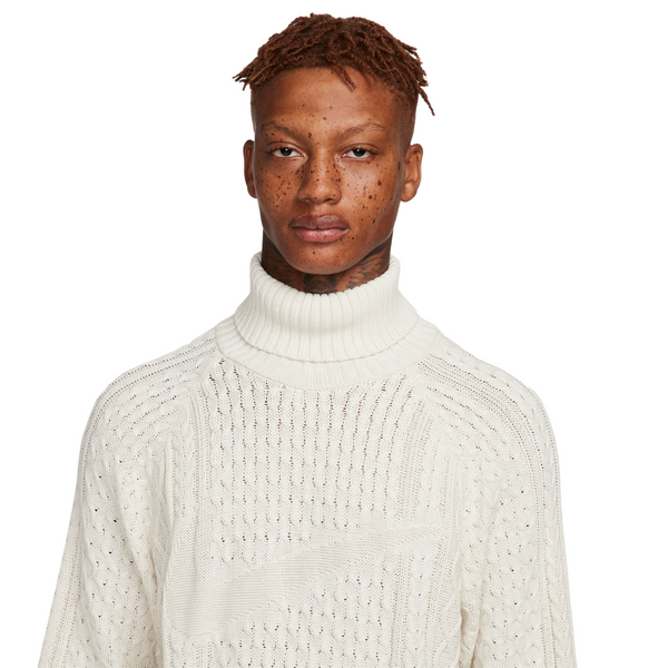 Nike Life Mens Cable Knit Turtleneck 'Light Bone