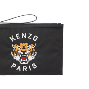 Kenzo Varsity Purse in Embroidered Nylon Black