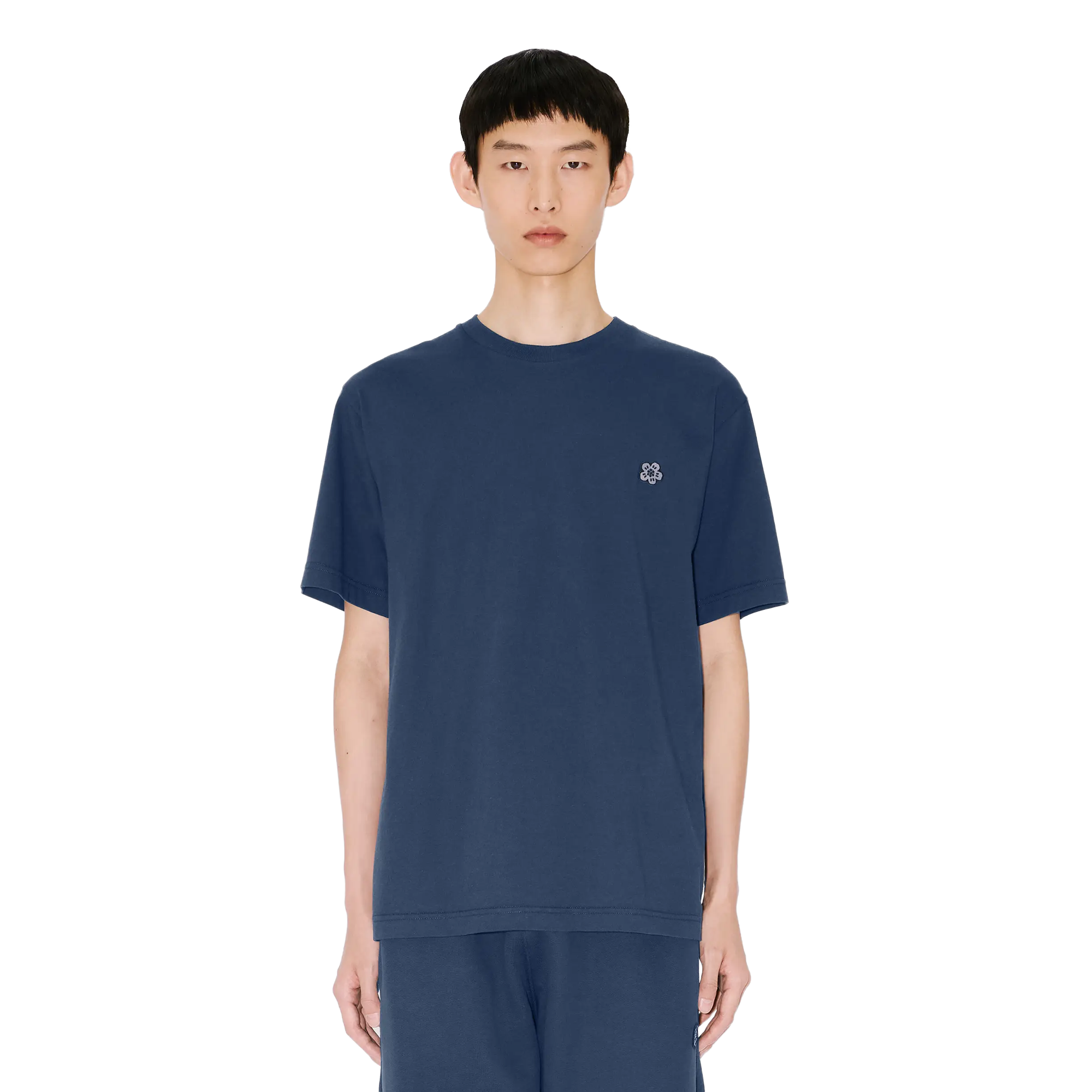 Kenzo Gots Boke Flower Embroidered Classic T-Shirt Navy Blue FE65TS4744SG76
