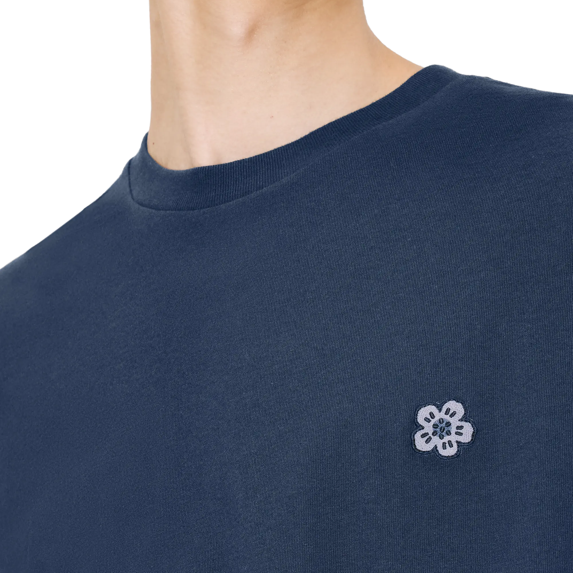 Kenzo Gots Boke Flower Embroidered Classic T-Shirt Navy Blue FE65TS4744SG76