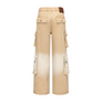 Feng Chen Wang Gradient Washed Denim Cargo Pants Beige