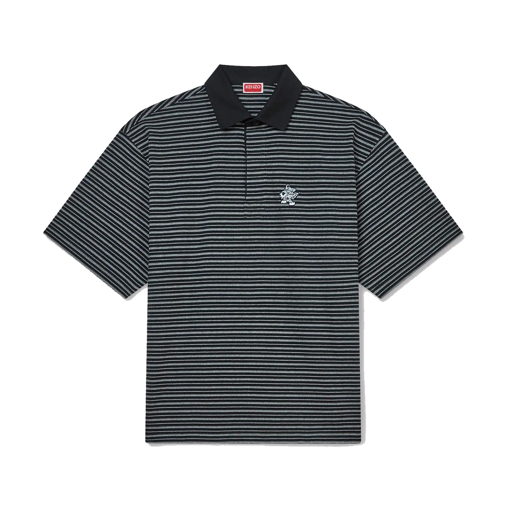 Kenzo Gots Verdy Collection Embroidered Relax Polo Black FF55PO5414SD.99J