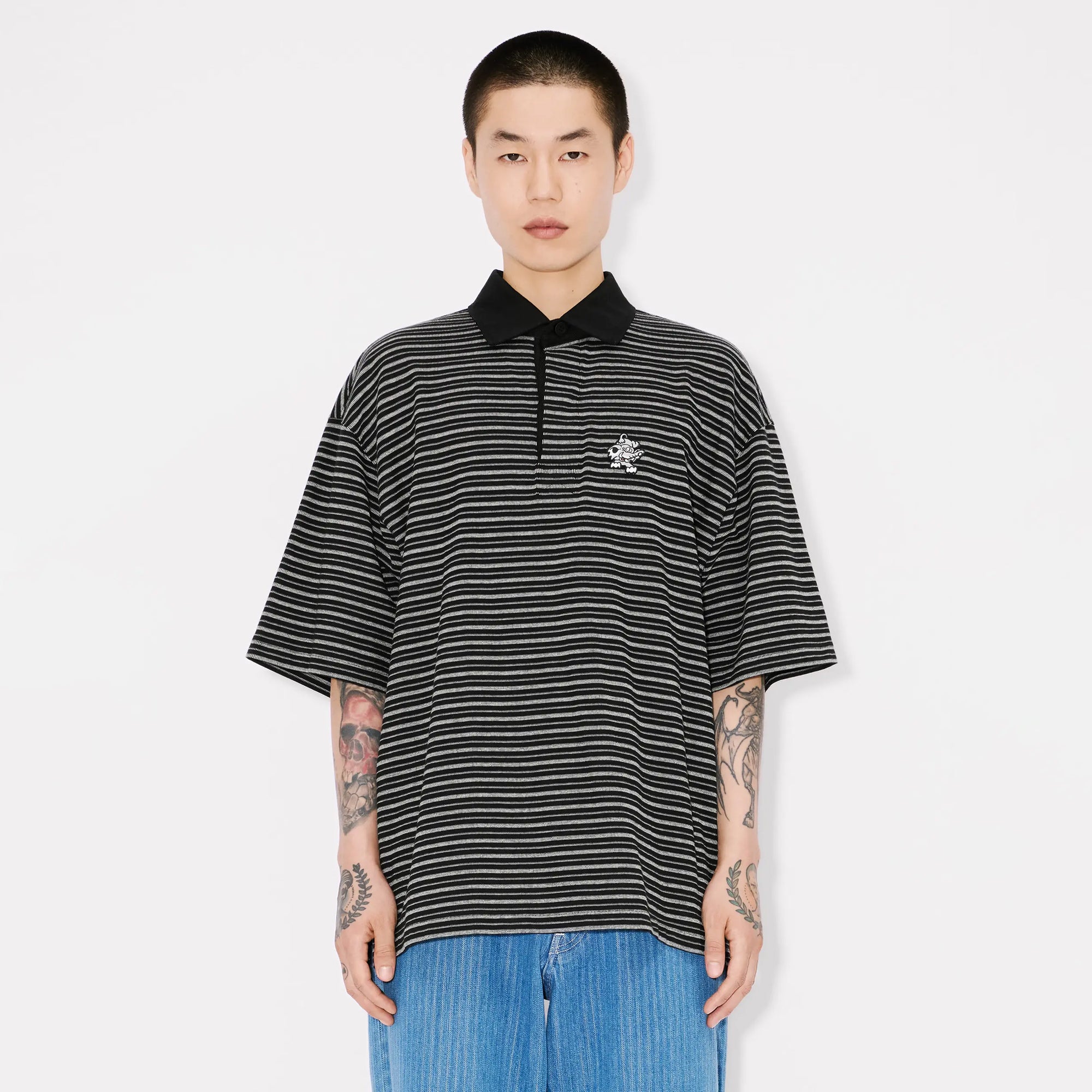 Kenzo Gots Verdy Collection Embroidered Relax Polo Black FF55PO5414SD.99J