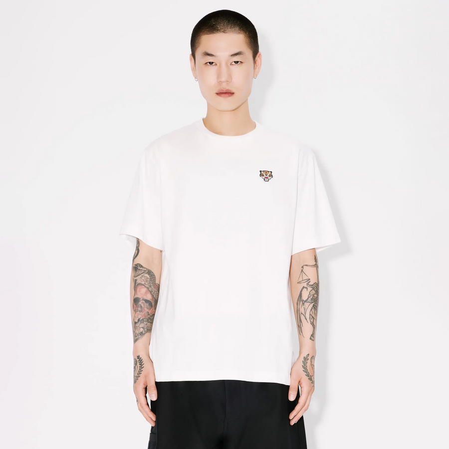 Kenzo Gots Kenzo Happy Tiger Embroidered Classic T-Shirt Off White FF55TS5274SG.02