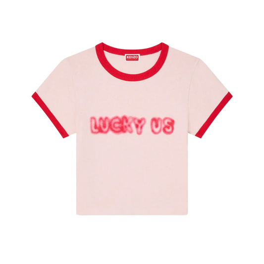 Kenzo Women's Words Cropped T-Shirt Faded Pink FG52TS0124SK34