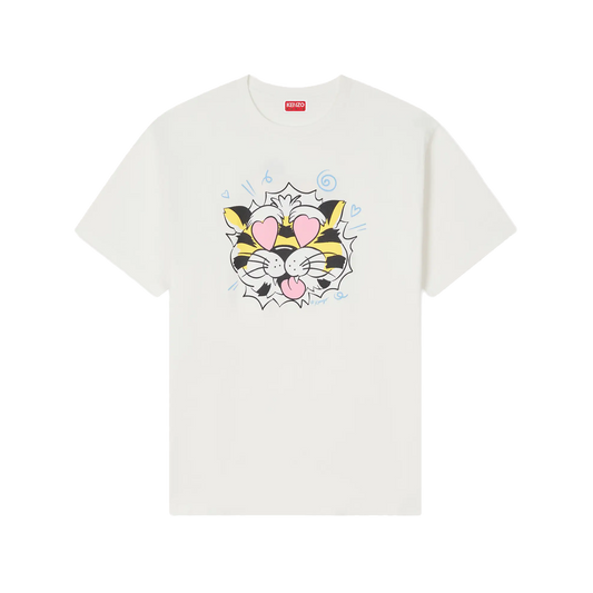 Kenzo Women's Wild Tiger Loose T-Shirt Off White FG52TS3114SG02