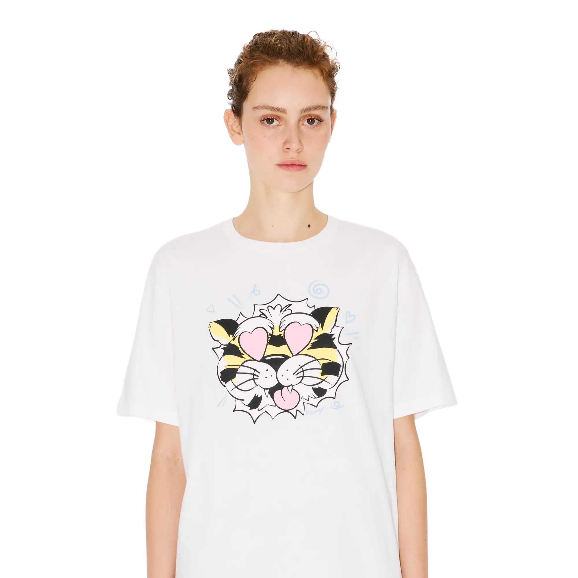 Kenzo Women's Wild Tiger Loose T-Shirt Off White FG52TS3114SG02