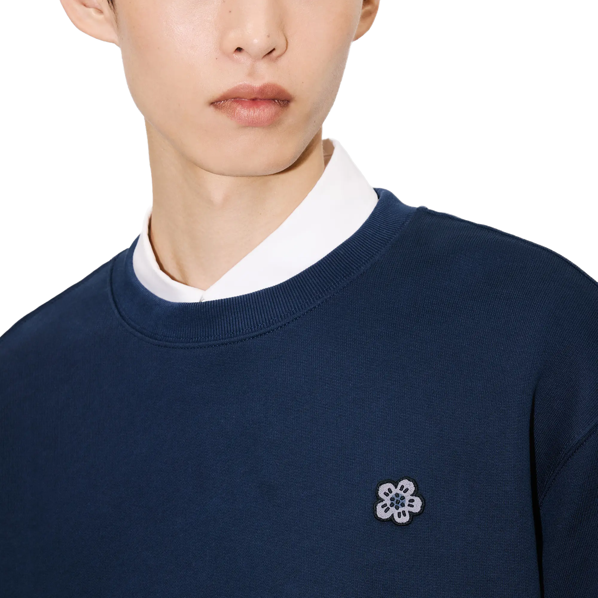 Kenzo Flower Embroidered Sweatshirt Navy Blue FG55SW2034MJ76