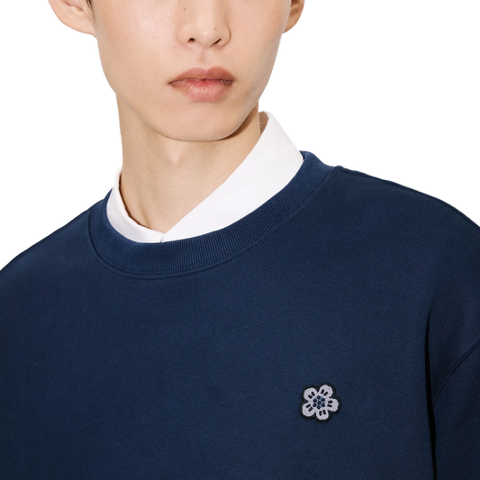 Kenzo Flower Embroidered Sweatshirt Navy Blue FG55SW2034MJ76