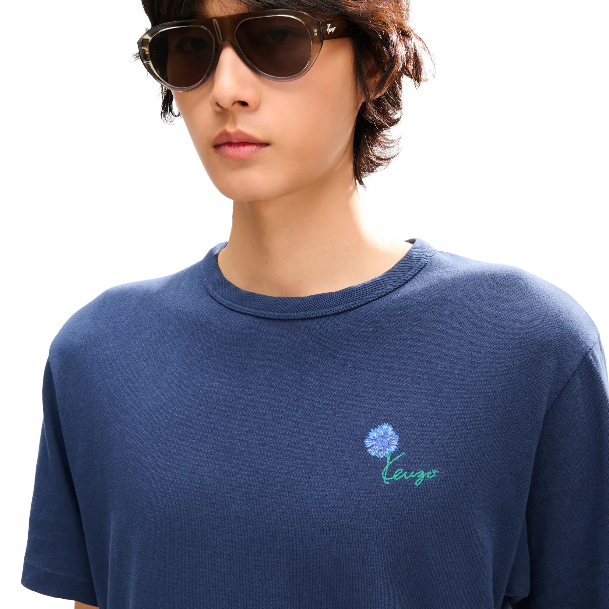 Kenzo Tulip Classic T-Shirt Blue Black FG65TS2934SK.79