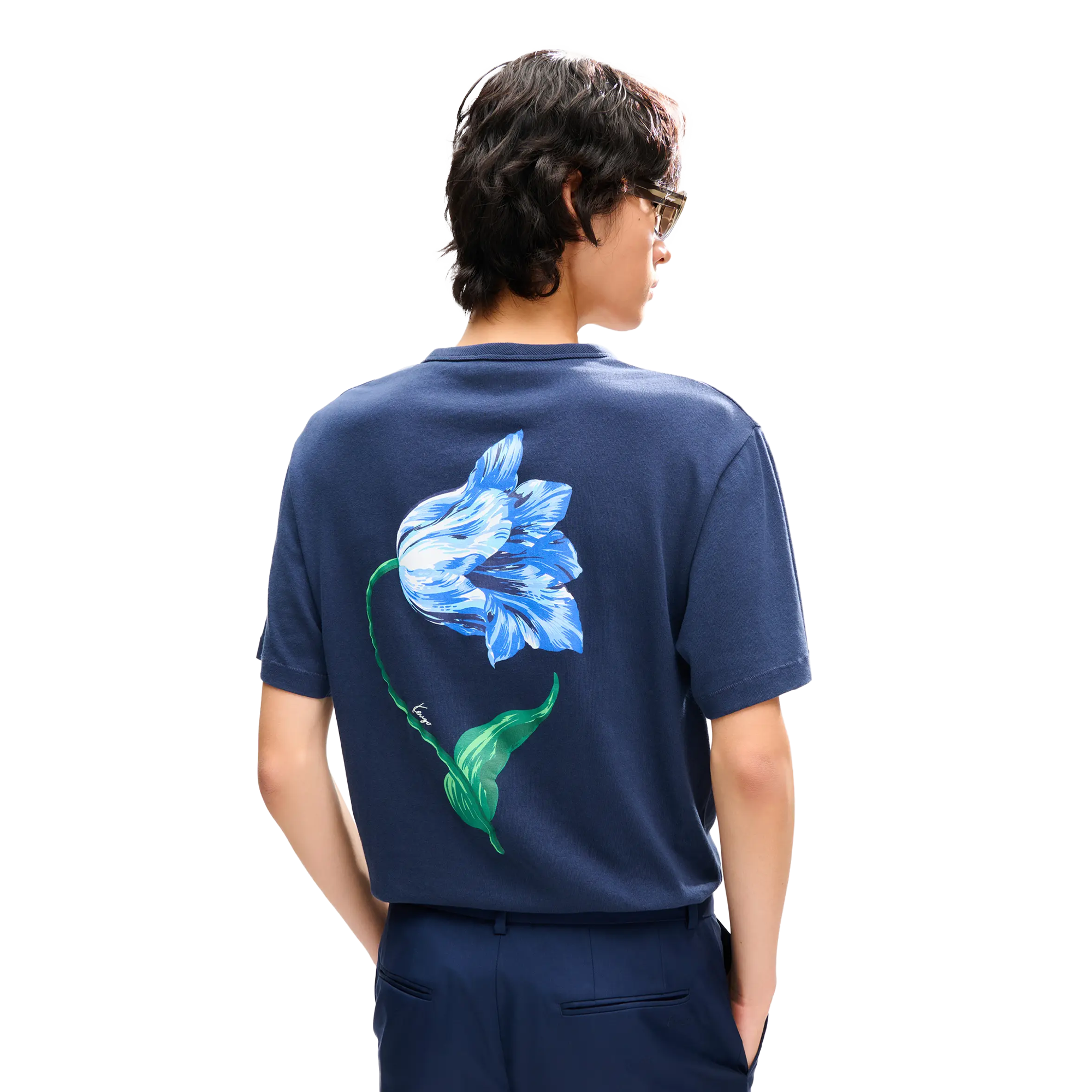 Kenzo Tulip Classic T-Shirt Blue Black FG65TS2934SK.79