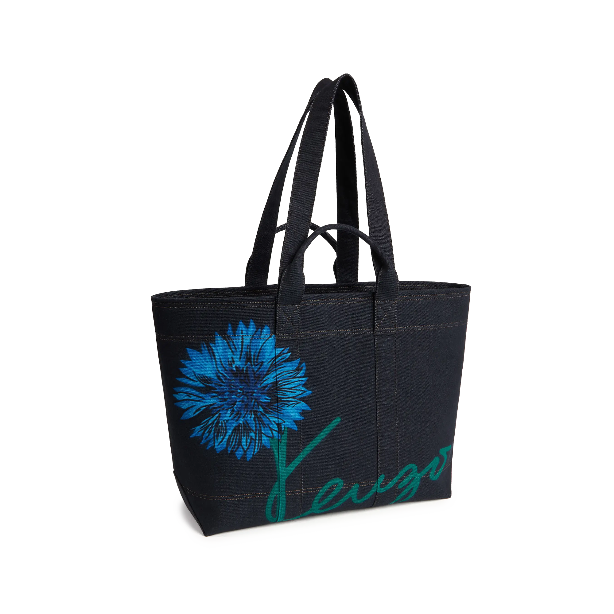 Kenzo Tulip Large Shopper Tote Bag Navy Blue FG68SA911F24