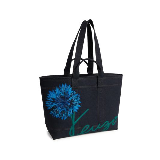 Kenzo Tulip Large Shopper Tote Bag Navy Blue FG68SA911F24