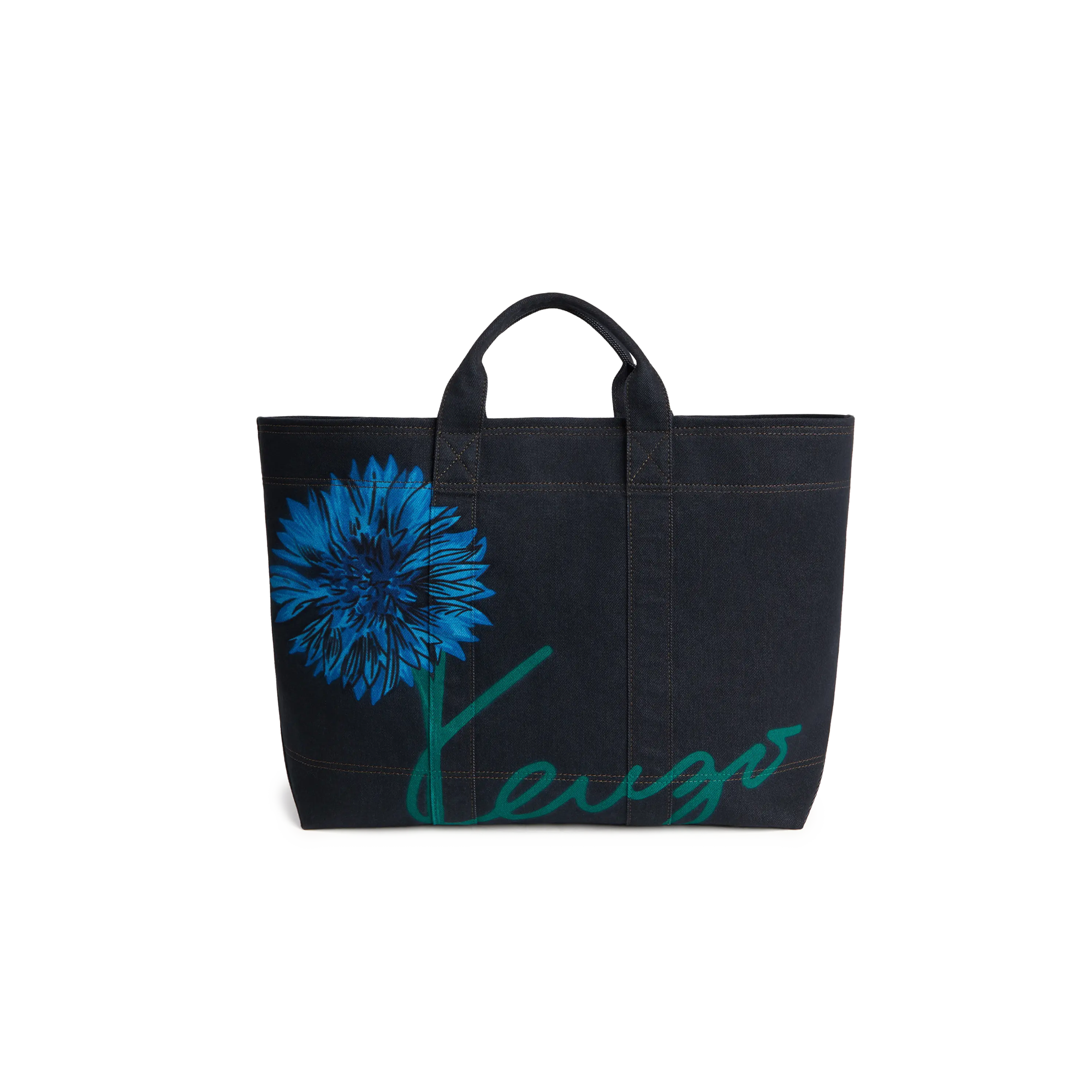 Kenzo Tulip Large Shopper Tote Bag Navy Blue FG68SA911F24