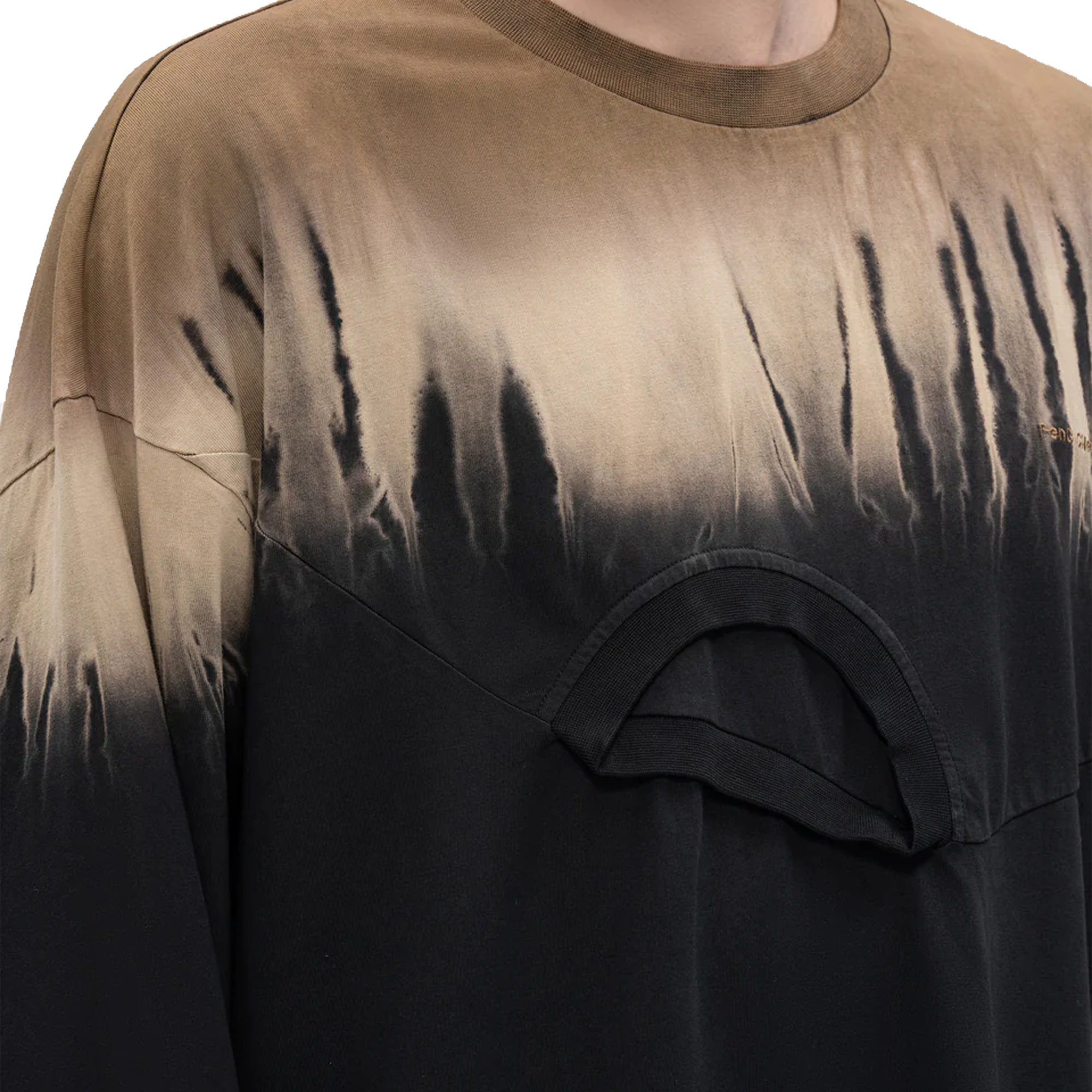 Feng Chen Wang  Deconstructed Tie-Dye Long-Sleeve Shirt Black/Khaki