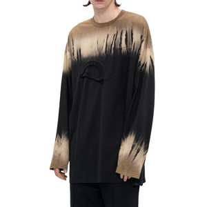 Feng Chen Wang  Deconstructed Tie-Dye Long-Sleeve Shirt Black/Khaki