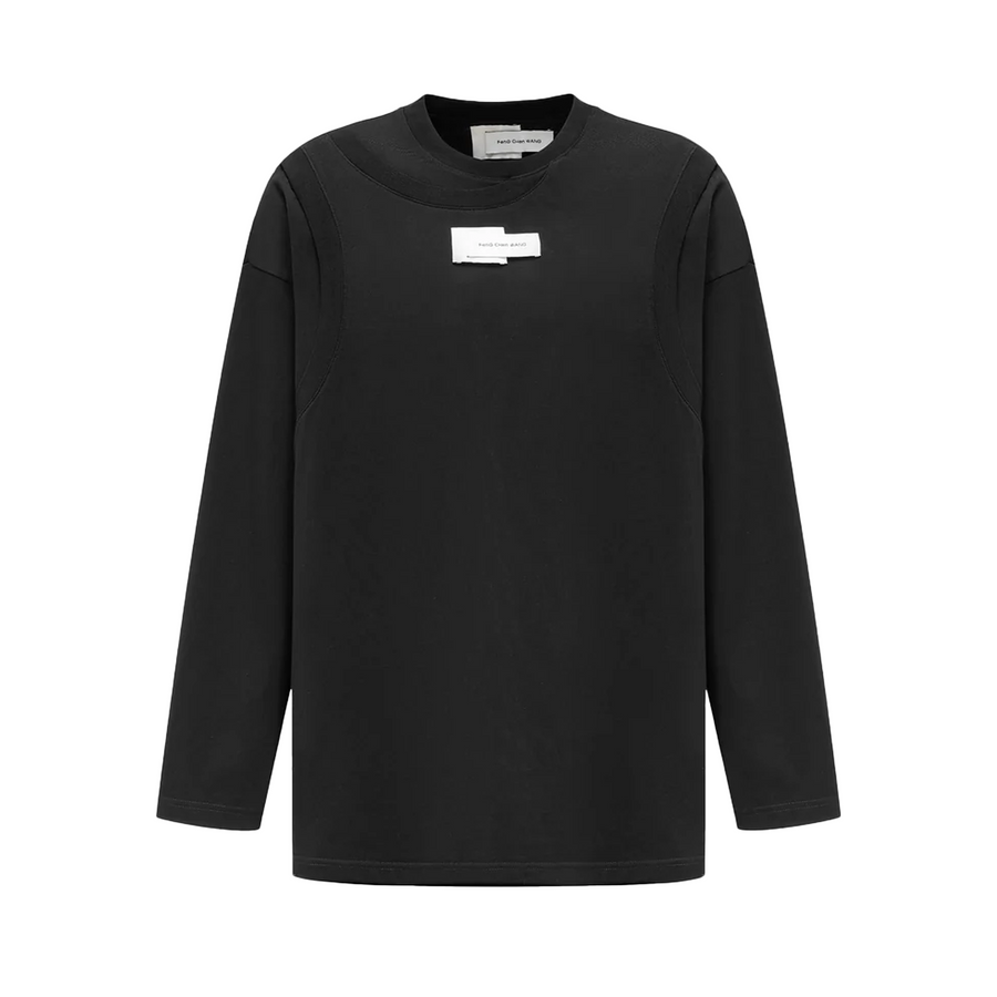 Feng Chen Wang  Black Deconstructed Long-Sleeve Shirt Black