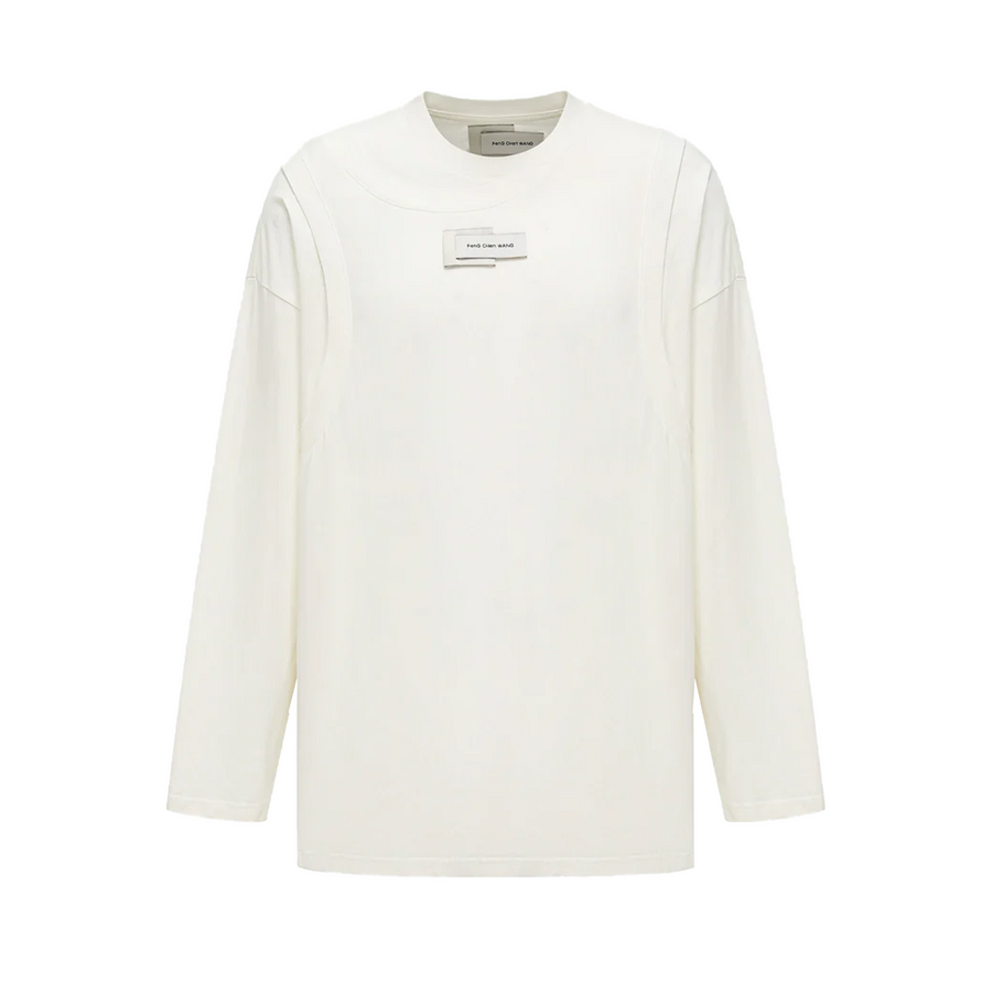 Feng Chen Wang  Deconstruction Printed Jersey Top White