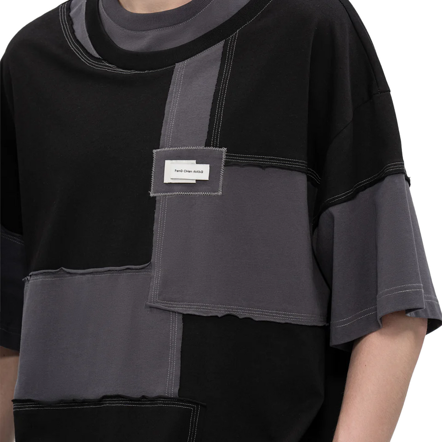 Feng Chen Wang  Deconstructed Patchwork T-Shirt Black/Grey