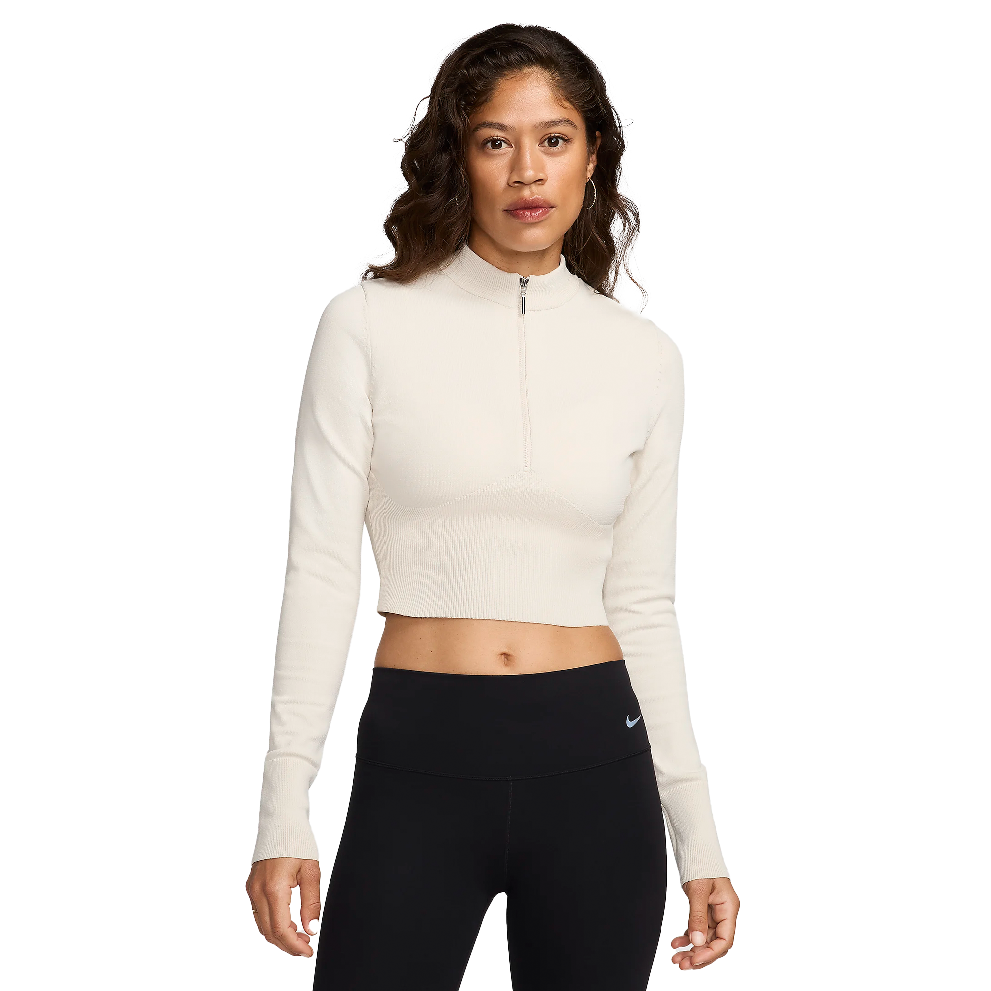 Nike Women s Sportswear Chill Knit Cropped 1 4 Zip Sweater Lt Orewood Laced
