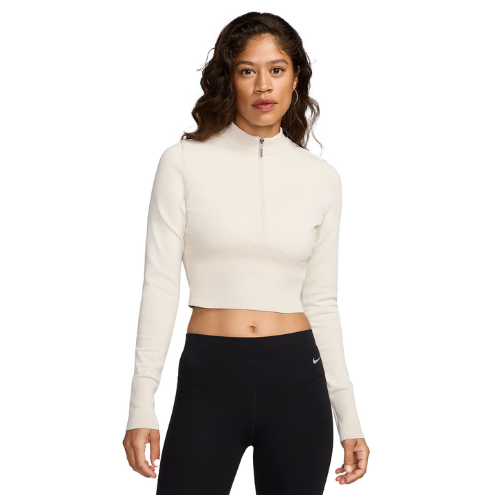 Nike Women's Sportswear Chill Knit Cropped 1/4/Zip Sweater Lt Orewood Brn/Sail FN4689-104